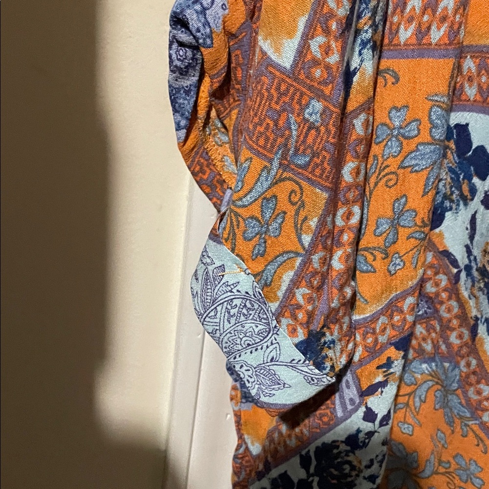 Bohemian Patchwork Blouse in Orange and Blue - Picture 6 of 9